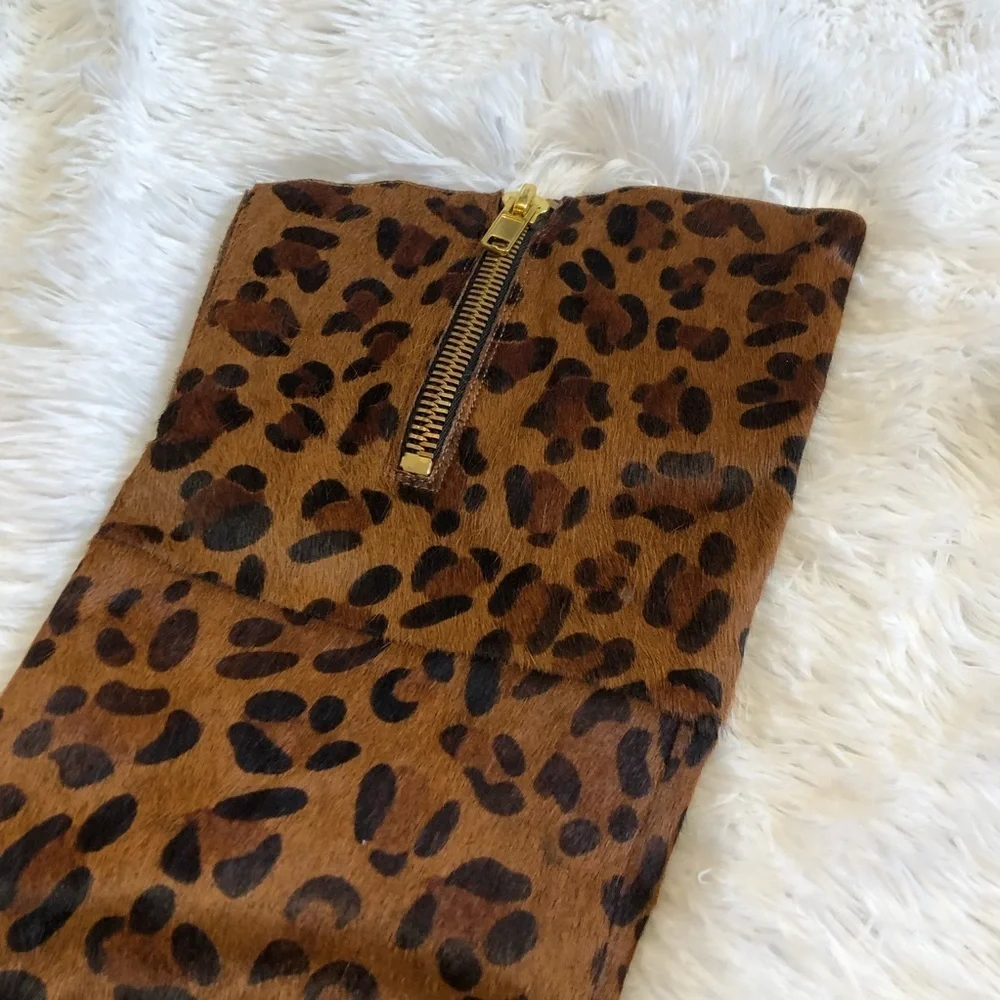 Sam Edelman James Knee High Leopard Print Calf Hair Boot Women’s Size 6